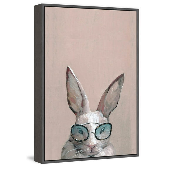 Serious Hare Floater Framed Painting Print on Canvas