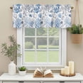thumbnail image 3 of Ombre Blue Coral Shell Window Valance Curtain Watercolor Gray Marine Life Rod Pocket Short Curtain for Living Room, Bedroom & Kitchen Window Decor 60x18in, 3 of 8