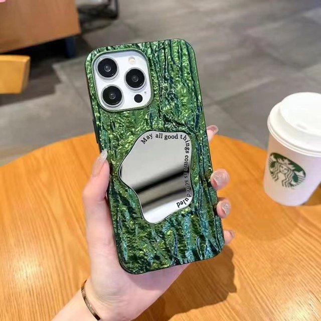 Electrochapado Papel Brillante Estrella Espejo Funda De Teléfono Adecuado Para IPhone 11 12 13 14 Pro Max Plus Ins Creativo Arrugado Árbol Patrón De Corteza Suave Cubierta Trasera