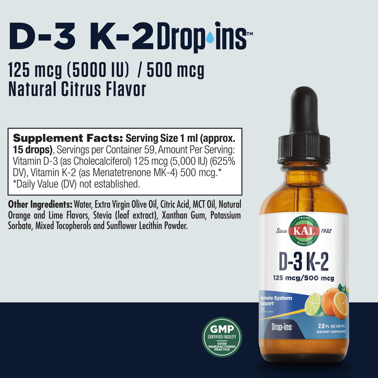 Kal, Vitamin D Supplement, 5000 IU, Citrus Flavor, 59 Servings