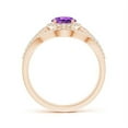 thumbnail image 2 of ANGARA Natural Triple Shank Oval 1.15 ct Amethyst and Diamond Halo Ring in 14K Rose Gold for Women (Size-8x6mm) | February Birthstone, Anniversary, Jewelry Gift for Women | Natural Amethyst Ring, 2 of 8