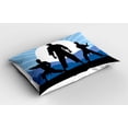 thumbnail image 2 of Kung Fu Pillow Sham, Karate Men Silhouettes on Sun Rays Mountains, Decorative Standard King Size Printed Pillowcase, 36" X 20", Sky Blue, by Ambesonne, 2 of 2