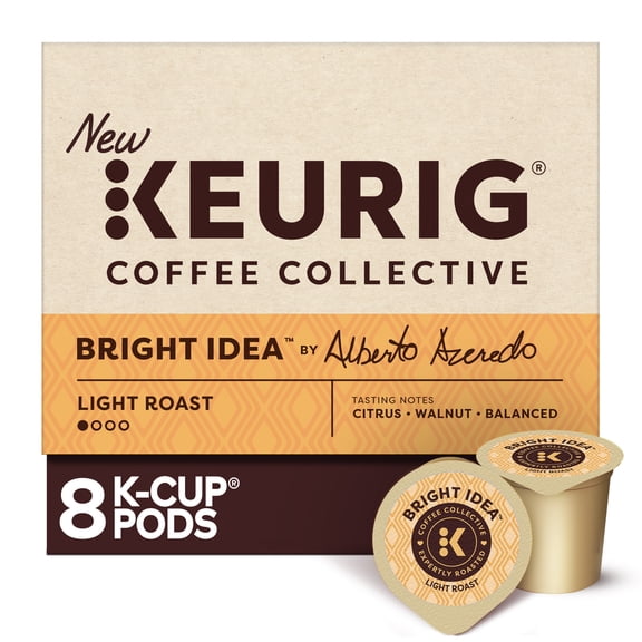 Keurig Coffee Collective, Bright Idea by Alberto Azeredo, Light Roast K-Cup Coffee Pods, 8 Count
