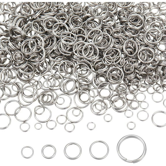 1000Pcs 5 Style Stainless Steel Double Loops Split Rings Mini Round Jump Rings Small Assorted Key O Ring Connector
