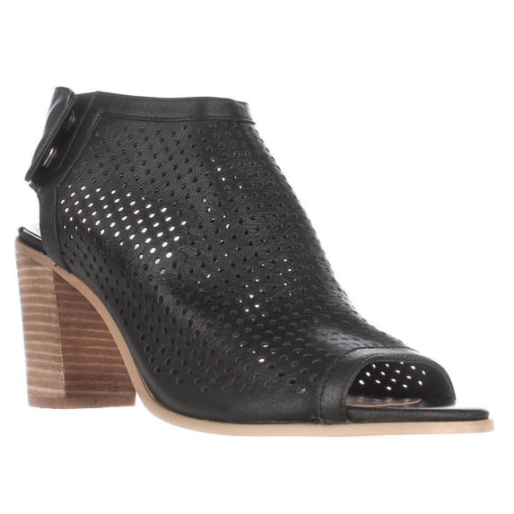 Womens STEVEN by Steve Madden Suzy Perforated Open Toe Heel Ankle Booties - Black