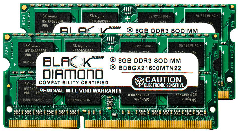 16GB 2X8GB Memory RAM for HP EliteBook 8540w (Quad core) 204pin 1600MHz PC3-12800 DDR3 SO-DIMM Black Diamond Memory Module Upgrade - image 1 of 1