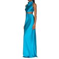 thumbnail image 3 of VISgogo Vestido largo con cuello halter casual para mujer Moda Color sólido Cintura hueca Vendaje Sin espalda Vestido ajustado VISgogo moda, 3 of 5