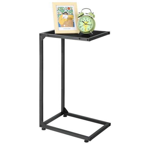 Tall Heavy-Duty Thickened C-Shaped Side Table Black End Table for Sofa, Bed & Living Room