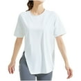 thumbnail image 5 of fatyb Workout Tops for Women Yoga Short Sleeve Activewear T Shirts Athletic Tee Tops with Side Split, 5 of 7