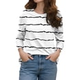 thumbnail image 5 of Holzkary Women's Casual Long Sleeve Striped Shirts Color Block/Solid Blouses Crewneck Sweatshirts Cute Loose Fit Pullovers Tops Women's Fashion Spring Summer Casual Long Sleeve Loose Shirt Top White L, 5 of 7