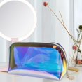 thumbnail image 1 of Neceser holográfico iridiscente para maquillaje, organizador de artículos de tocador con cremallera para mujer, ideal como regalo de vacaciones, para 22 cm x 8 cm x 11 cm, 1 of 10