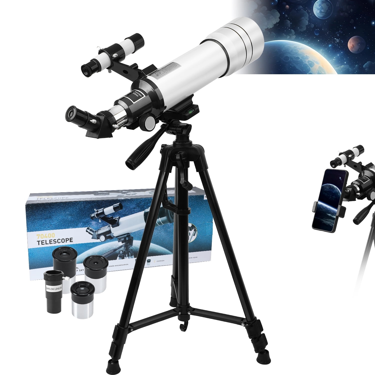 Juyafio Telescope, 70mm Aperture, 16X-120X Magnification, Portable
