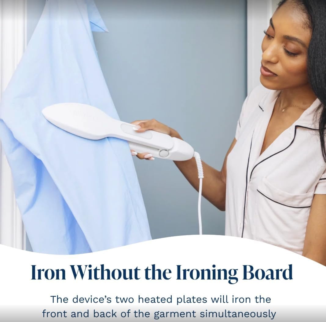 Press Travel Steam Iron - Handheld Iron With Optional Steam Feature - No Ironing Board Required - Easy to Use w/ 6 Fabric Settings - Removes Wrinkles - User Manual Included - Green