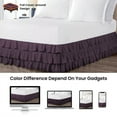 thumbnail image 4 of CCNY 18" Inch Drop Multi Ruffled Bed Skirt Olympic Queen Size 100% Microfiber Made Plum Color, 4 of 6