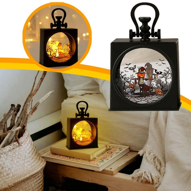 Boreal Craft Scary LED Strawman Vintage Square Battery Powered Flameless Candle For Festivals Motion Lit Signs Happy Birthday Inflatable Cake Glow Worm Light Bulb Cups Party Pack Yard Glow in The Dark