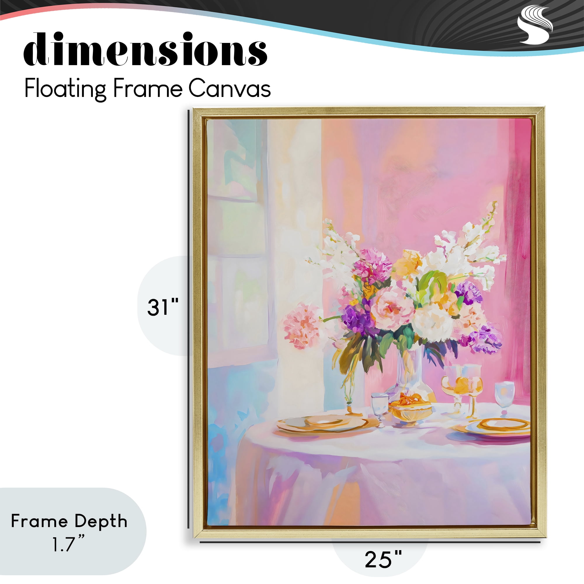 Stupell Industries Pink Brunch with Romantic Bouquet Gold Framed Floater Canvas Wall Art, design by The Prints Vibe