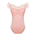 thumbnail image 1 of CHUANK Justaucorps de Danse Ballet Gymnastique pour Filles Enfants, Tutu, Manches à Volants, Froncé, Justaucorps en Maille, Ballerine, Cours de Danse, Performance, Tenue de Danse, 1 of 6
