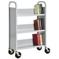 thumbnail image 3 of 32 in. W x 14 in. D x 46 in. H Single Sided 3 Sloped Shelf Booktruck in Putty, 3 of 7