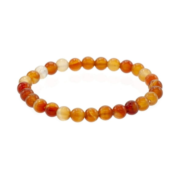 LTC Designs Shiny 6mm Round Carnelian Stretch Bracelet, 7" for Adults