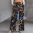 thumbnail image 2 of Glittery Leopard Print Fabric Women's Casual Wide Leg Pants Comfort Pockets Elastic Waist Loose Fit Pants, 2 of 7