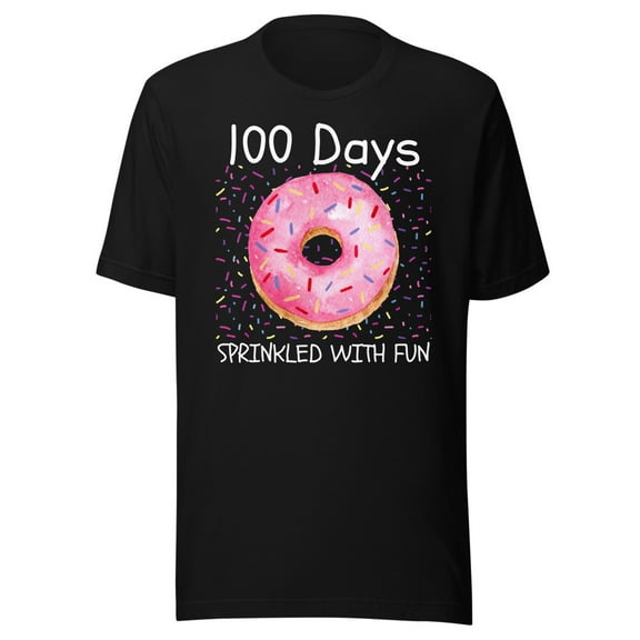 100 Days Shirt Kids Shirt Sprinkled With Fun Shirt, Unisex, 100th Day of School Shirt, 100 Days of School Shirt, 100 Days Shirt, School Shirt (Black, S)