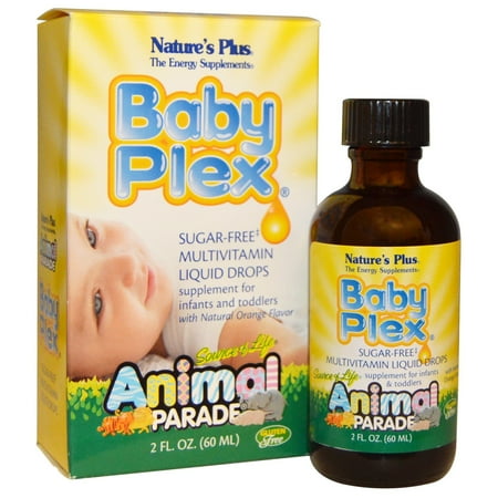 Animal Vitamins - Nature's Plus, Source of Life, Animal Parade, Baby Plex, Sugar Free Multivitamin Liquid Drops, Natural Orange Flavor, 2 fl oz (pack of 6)