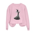 thumbnail image 2 of Mifsaly Halloween Sweatshirt Vintage Witch Graphic Long Sleeve Pullover Tops Crewneck Casual Fall Holiday Party Slouchy Sweatshirts Pink,M, 2 of 5