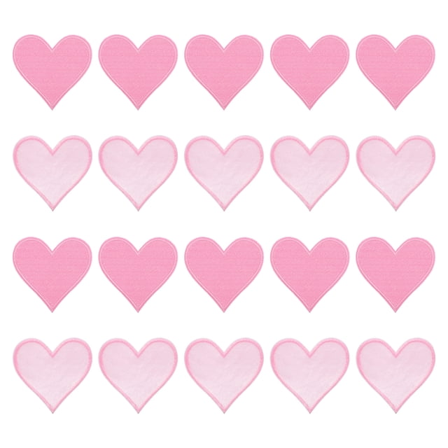 Unique Bargains Hearts Patches Pink Iron-On Patch Sew Embroidered Applique 2.8x2.68 Inch Clothing Repair Backpack 20Pcs
