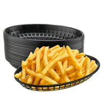 12 Pack Fast Food Serving Baskets,Bexikou Food Service Baskets,Plastic Food Basket,Plastic Oval Restaurant Basket for Fast Food Restaurant, Burgers, Sandwiches, Fries (Black)