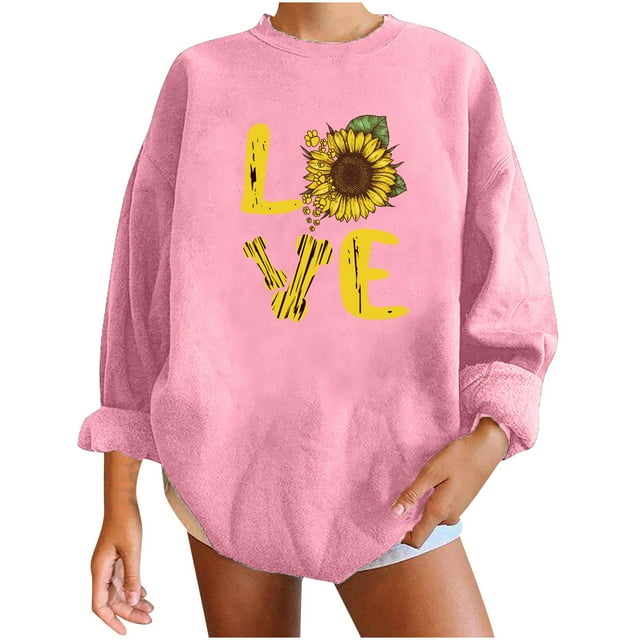 RKSTN Chandail en Molleton de la Saint-Valentin pour Femmes Surdimensionné Mode Décontractée Manches Longues Col Rond Chandail en Molleton Grande Taille Imprimé Cœur d'Amour Couleur Unie