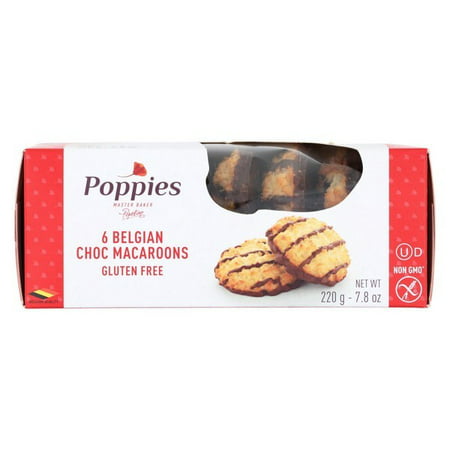 Poppies Macaroons - Coconut Chocolate Drizzled - pack of 12 - 7.8 (Best Coconut Chocolate Macaroons)