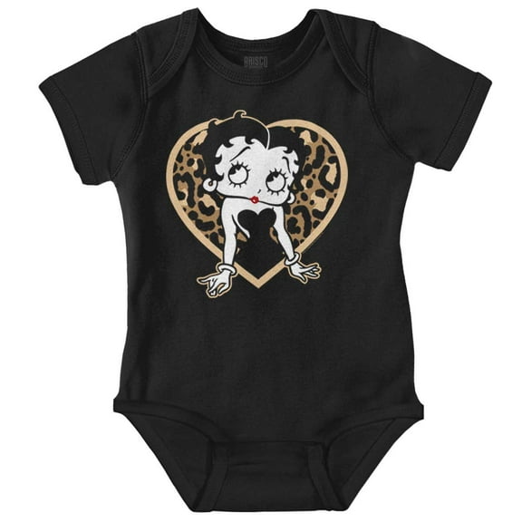 Betty Boop Leopard Print Heart Bodysuit Jumper Girls Infant Baby Brisco Brands NB