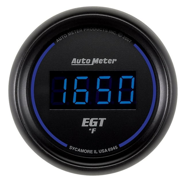 AutoMeter Jauge Pyromètre 6945 Cobalt; 2-1/16 Pouces; Électrique; 0-2000 Degrés F; Numérique; Visage Noir et Bleu/cadre Noir/chiffres Bleus; Inclut Faisceau de Tuyauterie de 8 Pieds Ou Faisceau de Câblage/thermocoupleur Type K