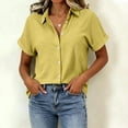 thumbnail image 4 of Enjoytime Button Down Shirts for Women Collared Short Sleeve Work Shirts Solid Color Dressy Business Casual Tops, 4 of 6