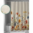 thumbnail image 4 of Yellow Red Blue Spring Floral Bathroom Curtain 78 Inch Shower Curtain with Hooks, Watercolor Botanical Summer Flowers Waterproof Polyester Bath Curtain Washable Bathtub Curtain 72''x 78'', 4 of 6