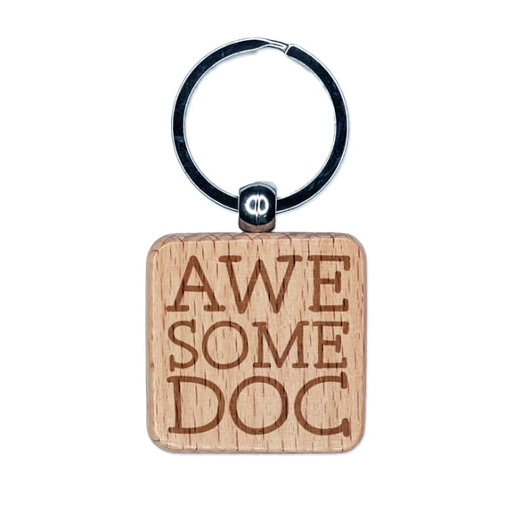 Awesome Doc Doctor Fun Text Square Keychain Charm Tag - Engraved Wood