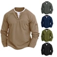 thumbnail image 1 of Fanxing Short Sleeve Tshirts for Men V Neck Shirts Solid Color Slim Fitted Summer Tops Khaki M, 1 of 8