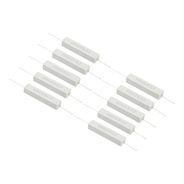 Unique Bargains 10 Pcs Résistances 25 Ohm, Résistance Céramique 10W Kit de Résistance de Puissance Tolérance 5 % pour Adaptateurs Audio