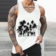 thumbnail image 2 of ZCFZJW Men's Gym Workout Tank Tops Swim Beach Shirts Summer Tropical Palm Tree Print Sleeveless Training T-Shirt Muscle Bodybuilding Athletic Clothes White XL, 2 of 5
