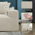 thumbnail image 3 of Compressed sofa,108.85*68.3*25.59INCH, L-shaped combination sofa, striped, suitable for various room types, white, 3 of 8