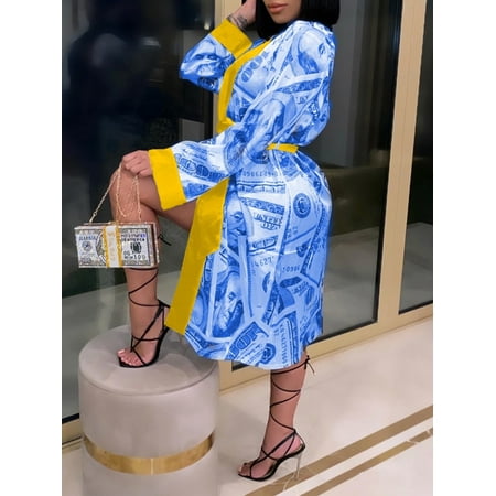 

Peyakidsaa Women Robe Long Silk Bathrobe Soft Chic Print Sexy Temptation Bathrobe Spring Clothing with Belt