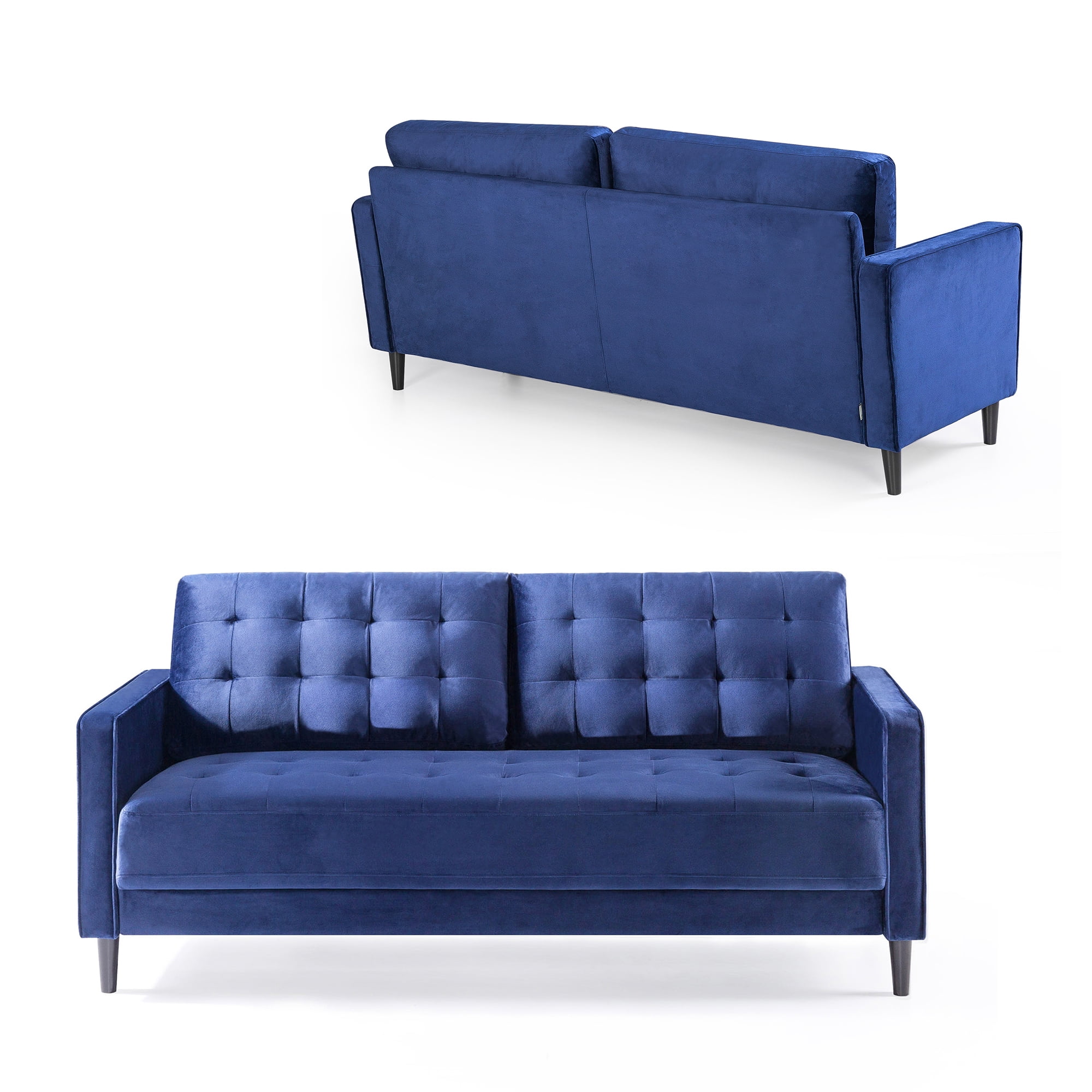Ember Interiors Benton Sofa Couch, Navy Velvet
