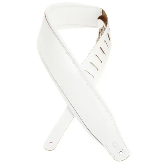 Levy's 3" Wide Top Grain Leather Guitar Strap - White