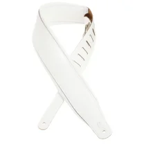 Levy's 3" Wide Top Grain Leather Guitar Strap - White