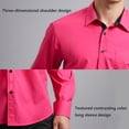thumbnail image 4 of Mens Dress Shirt Button-Up Long Sleeve Regular Fit Shirt with Paisley Inner Contrast Hot Pink, 4 of 9