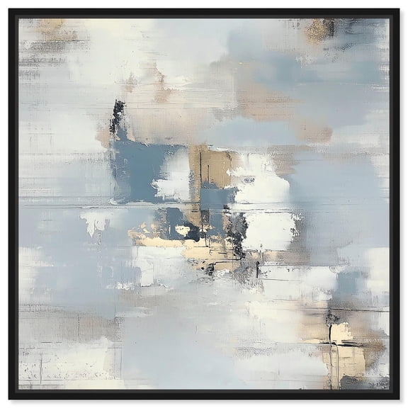 Art Remedy Faded Blue Abstract Canvas, 12" x 12", Black Frame, Forms of Feeling