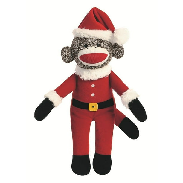 Santa Holiday Sock Monkey 12Inch Plush, Sock Monkey Dressed like a Santa By Aurora Walmart