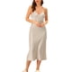 thumbnail image 2 of INSPIRAR CHIC Camisones de Satén para Mujeres con Escote en V, Pijamas de Lounge, Vestido Largo de Seda, Talla S, Caqui, 2 of 6
