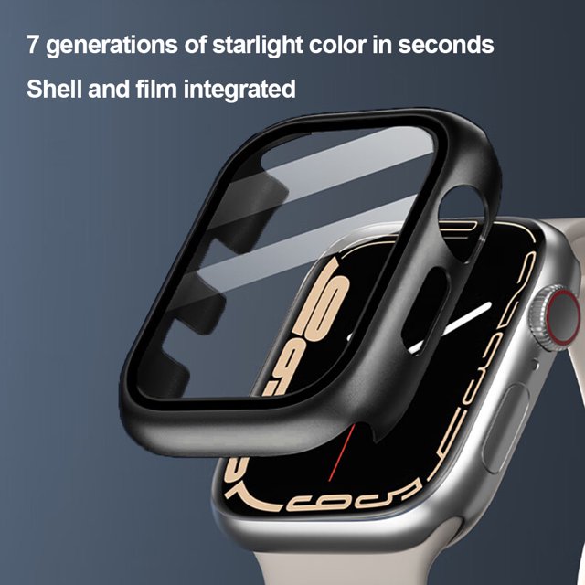 Caja De Reloj Estuche Para Reloj Con Protector De Marco De Vidrio Para Pantalla Para Apple Watch (Negro Amarillo 44 Mm)