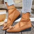 thumbnail image 5 of Rokment Women's Bow Wedge Strappy Ballet Flat for Ladies 2026 Spring Fall Suede Fashion Casual Pointed Toe Low Heel Slip on Dress Shoes B Size 7.5, 5 of 8